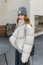 超好看碎花羽绒服女冬季2025新款韩系甜美小个子短款白鸭绒厚外套，女装羽绒服，2C218