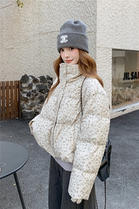 超好看碎花羽绒服女冬季2025新款韩系甜美小个子短款白鸭绒厚外套图片