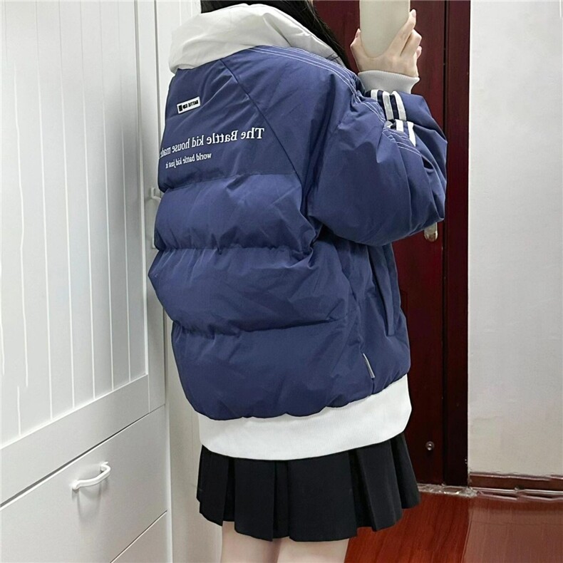 网络图现货宽松撞色三条杠条纹棉服外套加厚保暖棉衣R6816-P110,男装棉衣,星座1005-4