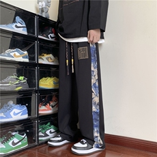 港风2023新款潮小熊印花宽松直筒休闲裤B315-K23395-p45控58，男装休闲裤，电商B315