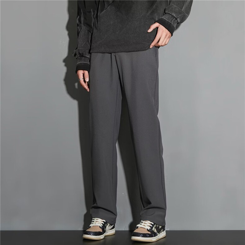 休闲长裤男士春秋冬季新垂感小西裤子男生加绒宽松直筒阔腿K17，男装西裤，星座1116A-2（原606A-1）