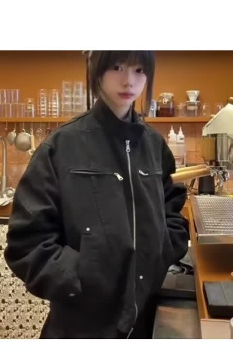 美式设计短款工装飞行员夹克外套女春秋解构棒球服上衣PY02P100,女装短外套,电商D256-2(原A064-2)
