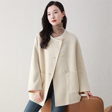 双面羊毛大衣秋冬韩系洋气宽松显瘦配围巾毛呢外套，女装毛呢外套，阿舍尔精品