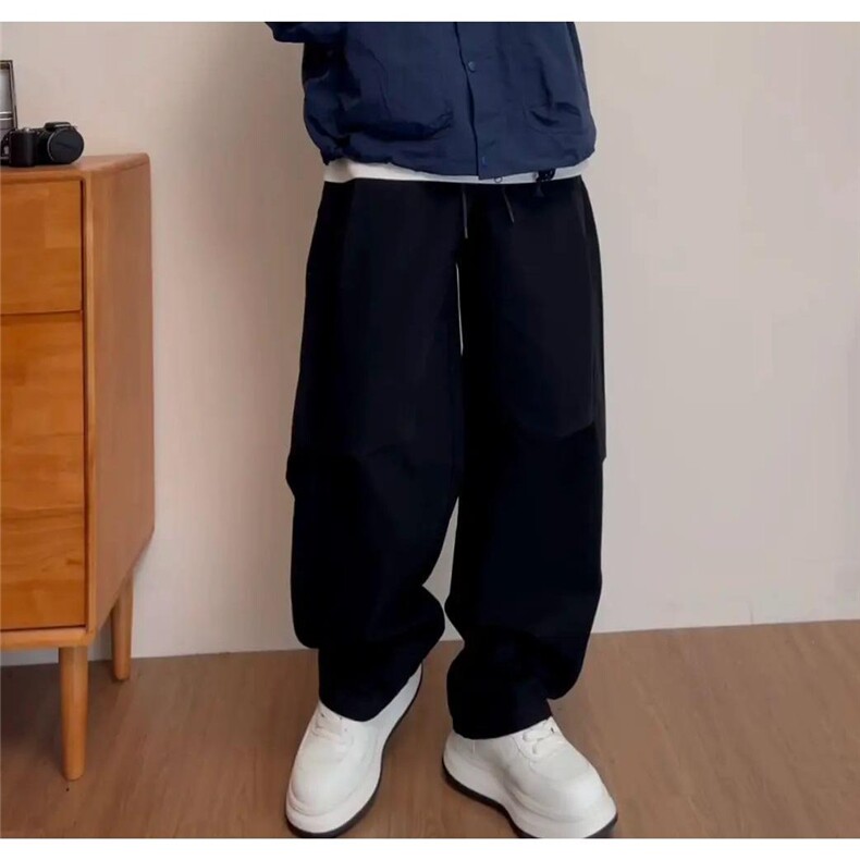 美式潮牌褶皱弯刀工装裤男春秋季复古街头宽松阔腿拖地长裤潮,男装工装外套,星座506A