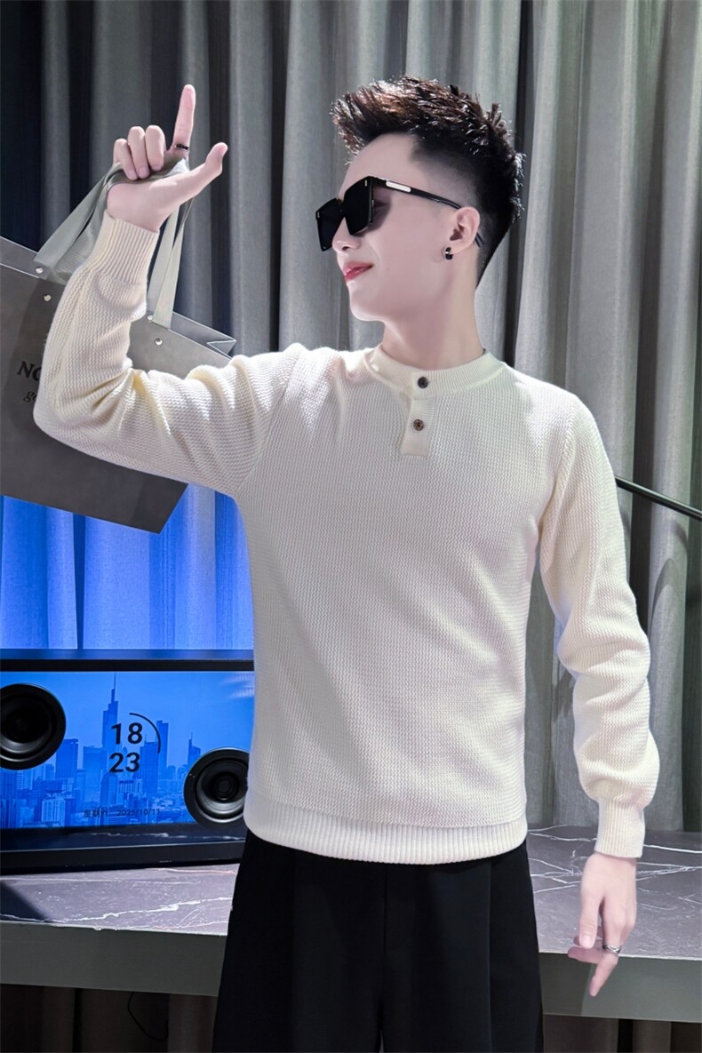 秋冬新款毛衣男套头亨利领针织衫A368-M815-P68,男装针织衫/毛衣,电商A368