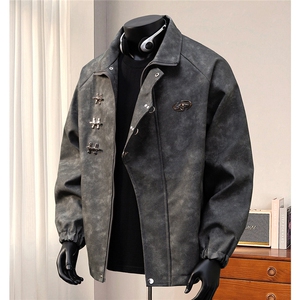 港风美式复古面料飞机扣可拆卸胸针PU皮衣夹克男JK77768P105控148图片