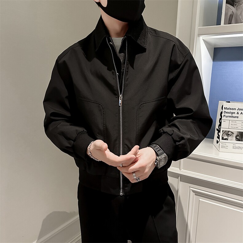 秋季2023轻熟抖音小伙假两件纯色休闲夹克店主风A236-JK5031-P135,男装夹克,电商A236