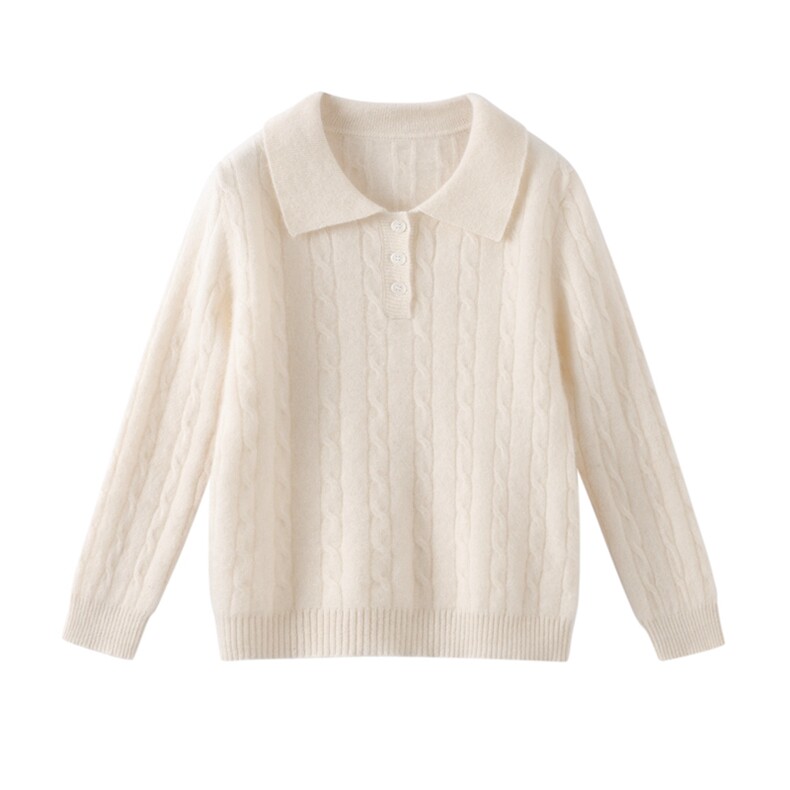 2025秋冬新款羊绒衫女100%纯羊绒POLO领厚款简约通勤保暖针织套衫，童装儿童羊毛衫，鑫贝羊绒
