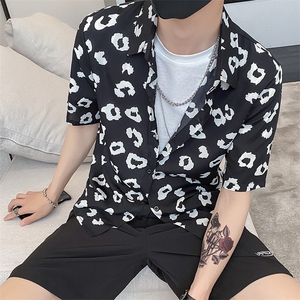 社会风纯色修身口红碎花衬衫上衣B297-7720-P53控78图片