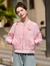 粉色小香风刺绣棒球服外套女2026春夏新款小个子百搭防晒薄款上衣，女装短外套，艾仟回(原伊仟回)