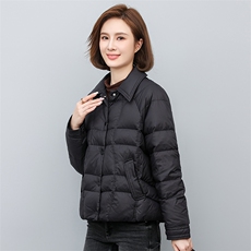 特价羽绒服女冬季新款短款长袖衬衫翻领气质90白鸭绒外套，女装羽绒服，曼沙奕珂