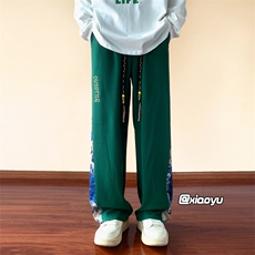 XZ616早秋季新款菠萝格刺绣拼接休闲裤TY914M-5XLP45控58，男装休闲裤，星座512A（原616）