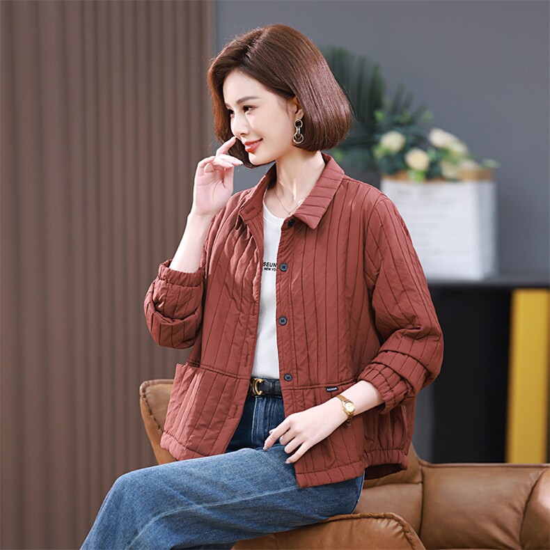 时尚宽松条纹加厚衬衫外套女显瘦百搭保暖上衣,女装衬衫,3200格调