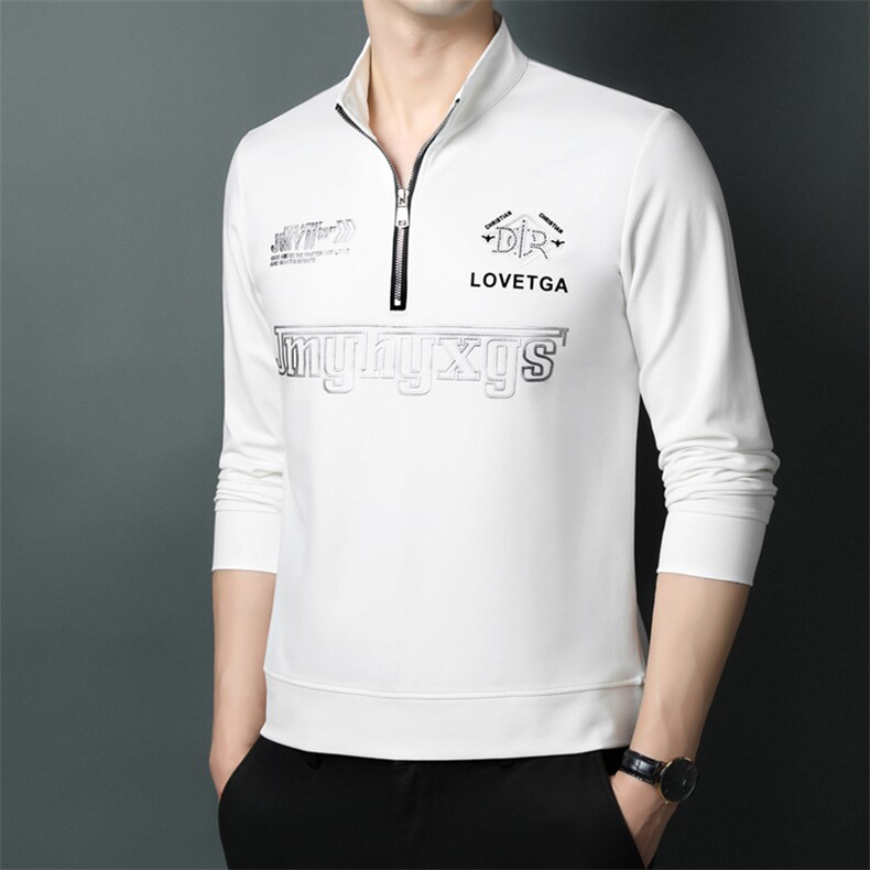 男士2023年春季新款长袖休闲立领卫衣套头打底衫修身，男装卫衣，电商B360