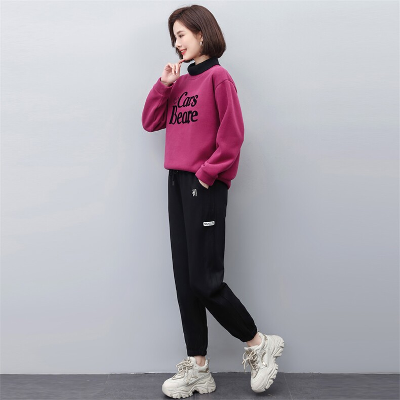 卫衣套装女2023年新款加绒加厚时尚洋气冬季休闲两件套,女装套装/套裙,涵誉