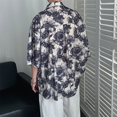 2025现货今年流行印花短袖衬衣男潮牌冰丝A351-AC25602-p48控89，男装衬衫，电商A351