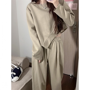 套装潮牌卫衣设计感上衣秋冬韩版宽松情侣开衫卫衣＋裤子E576-P45图片