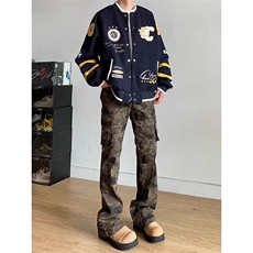 W9134-P78网图现货春季新款美式复古刺绣棒球服外套宽松夹克，男装夹克，星座1608-2