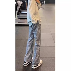 AK2007-P55美式复古港风痞帅高街潮流牛仔长裤，女装休闲裤，星座617A-2