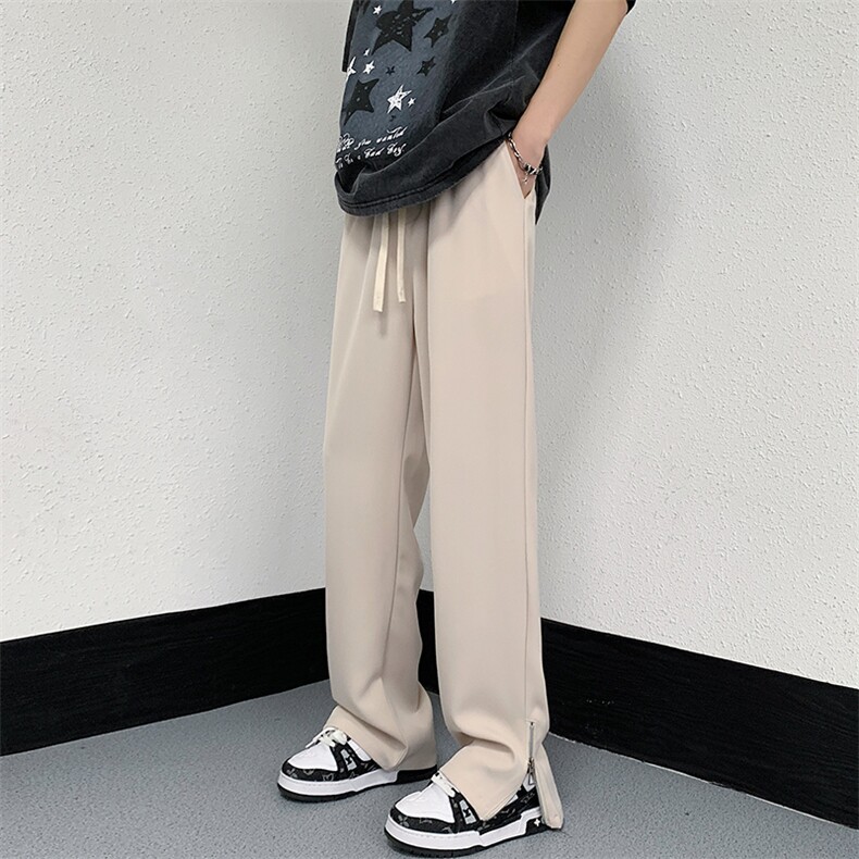 主推！夏季新款抖音品质裤脚拉链冰丝西装裤313A-1-NK112-P55控68,男装休闲裤,星座808A-1