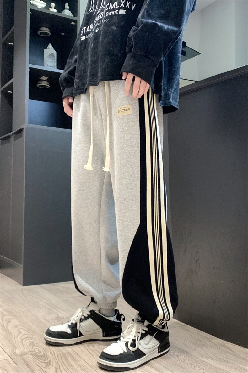 足货青少年纯棉休闲潮牌拼色运动裤子XZ301b-2-CK652特P43,女装休闲裤,星座301B-2（原A443-1）