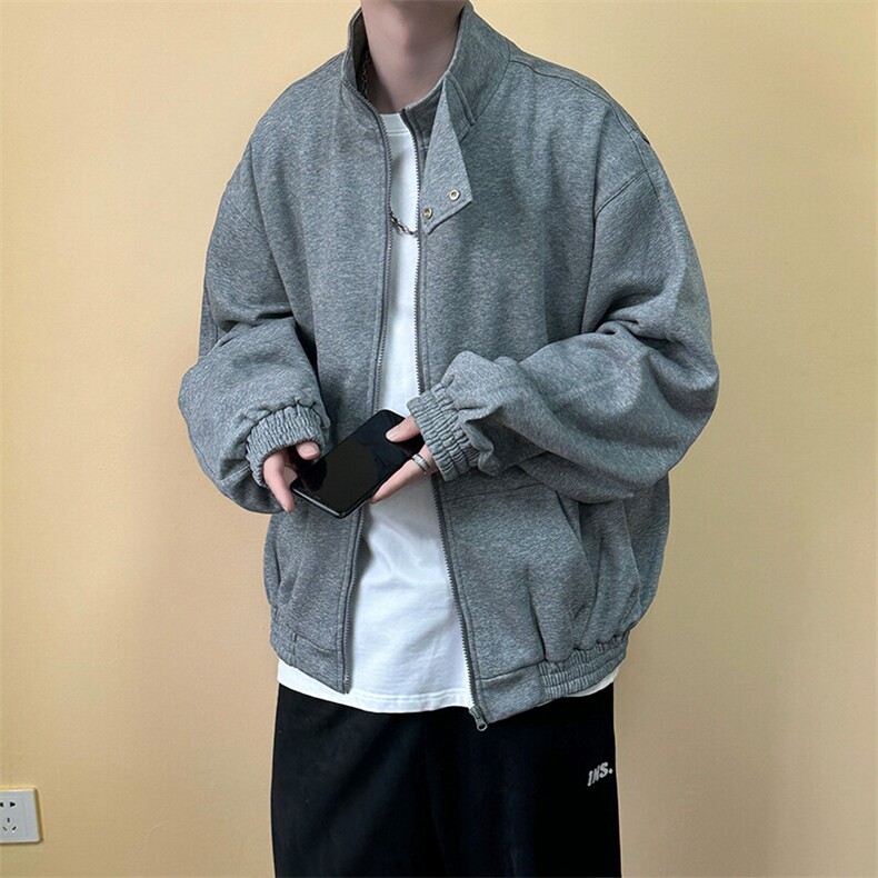 现货-春秋立领开衫卫衣男时尚外套潮牌宽松上衣-AJ23054-P88,男装夹克,电商A351