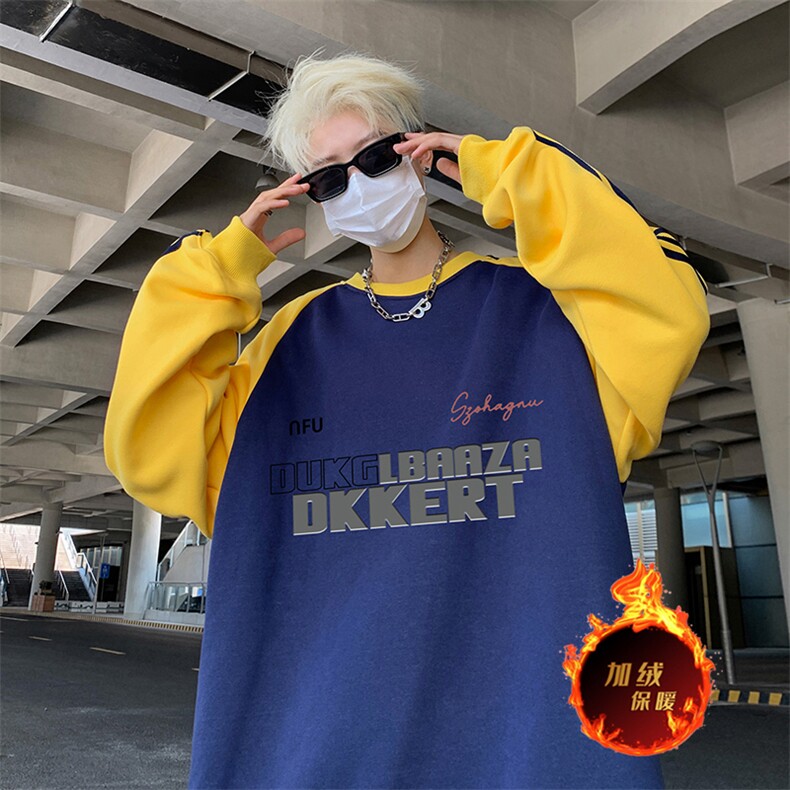 抖音得物供货提供视频秋冬重磅美式宽松织带圆领卫衣0749,男装卫衣,电商A486