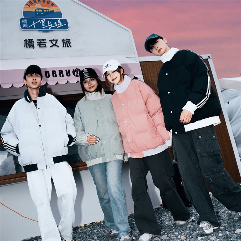 特批多模港风休闲时尚袖边三条杠立领棉服A247-MY2288特批75控128,男装棉衣,电商A247