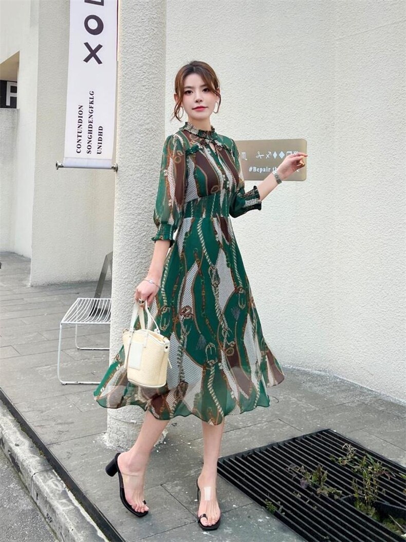 乔其连衣裙，女装连衣裙，恋语随风(7F)