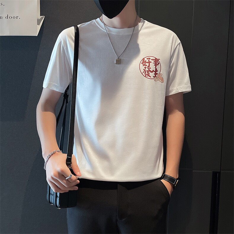 TX28-P38夏季T恤男短袖半截袖新款男装上衣痞青年半袖-黑1控58,男装T恤,电商D327
