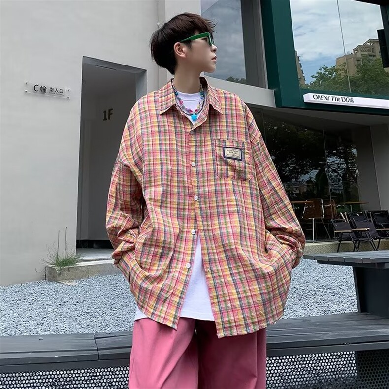 新款潮流男格子衬衫S8012P42,男装衬衫,星座1116-2