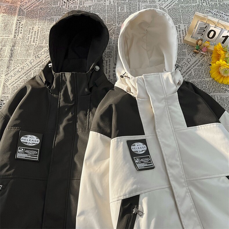 冬季连帽拼接大码防水保暖加厚户外滑雪服棉衣外套M35-P125控178,男装棉衣,电商A001