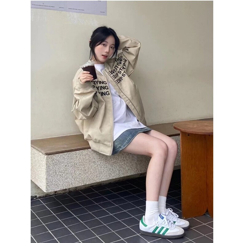 美式复古字母标语PU皮夹克男秋季cleanfit短款飞行外套小众设计感,男装夹克,星座218-8
