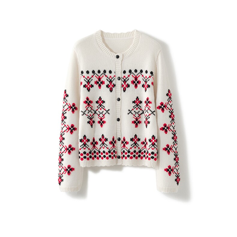 2025年秋季雪花圣诞开衫时尚百搭通勤简约休闲，女装羊绒衫，致织羊绒