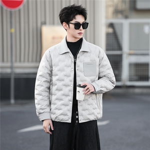 大货90白鸭绒翻领拼皮高级感男装羽绒服C317-26762-P285图片