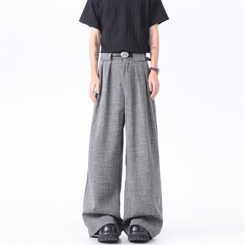 XZ-221-1/K1215/P65美式老钱风条纹肌理千鸟格垂感阔腿休闲西裤，男装西裤，星座221-1