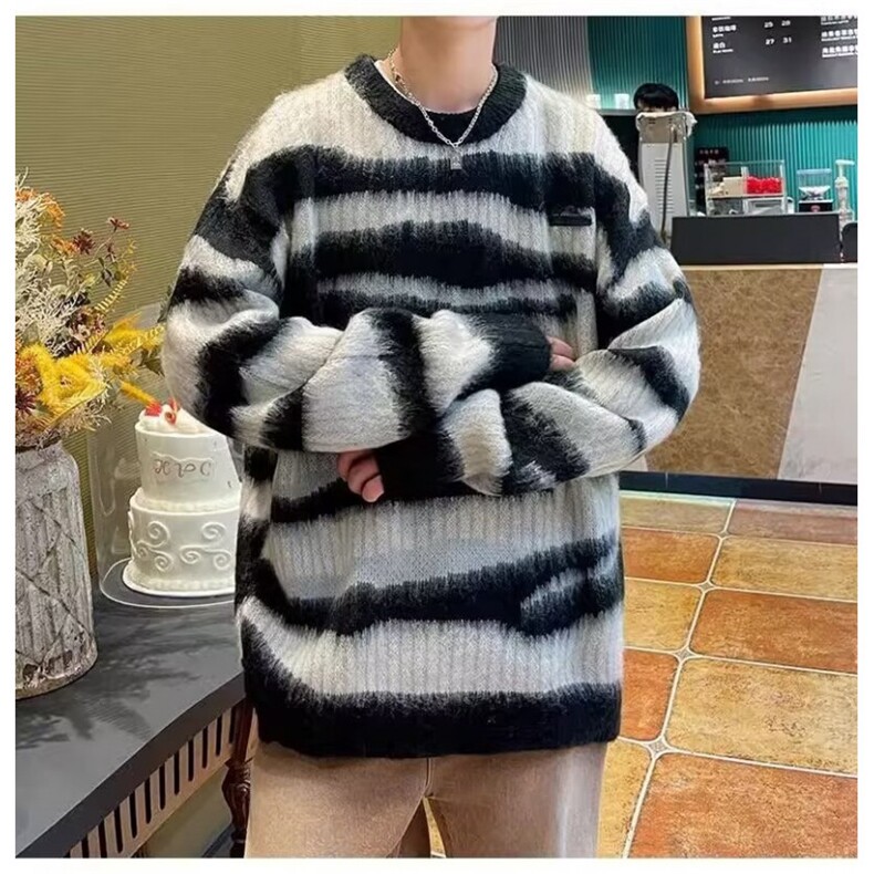 MM108-P68条纹针织衫毛衣不规则男女上衣氛围感美式复古秋冬,针织衫/毛衣,星座617A-2