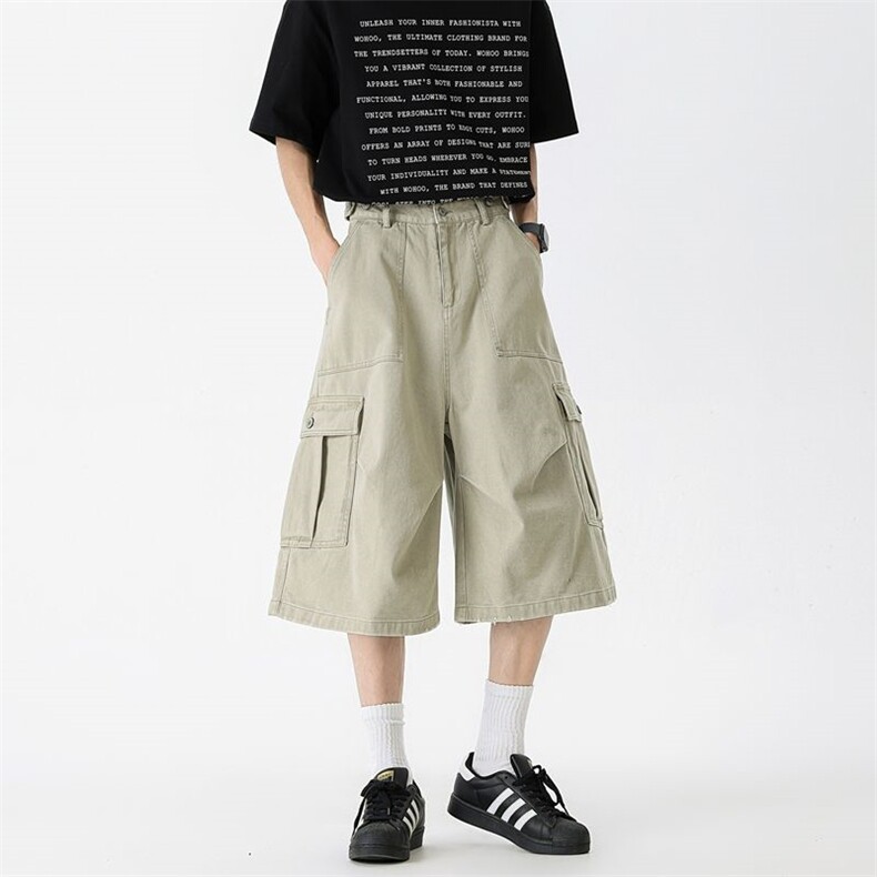 美式复古水洗做旧解构大口袋工装裤男女夏季XZ201-KZ053P55，男装工装外套，星座201