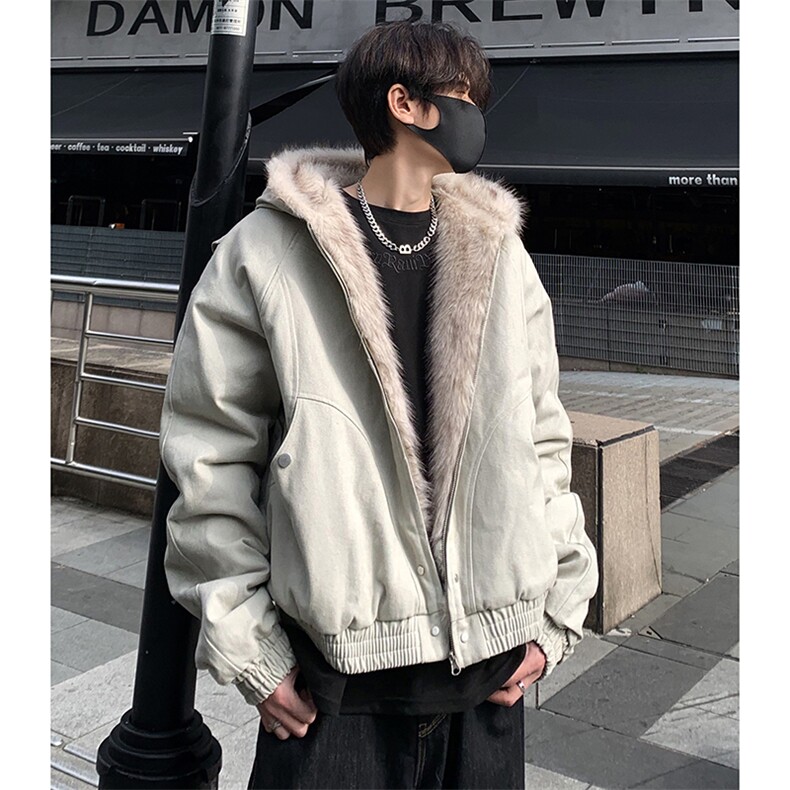 现货高品质美式高街冬季重磅硬挺短款座山雕毛领棉衣男女加厚外套，男装棉衣，电商A486-1