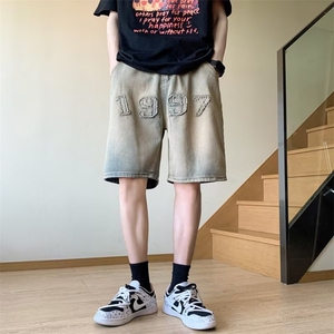 潮流简约ins原宿日系夏季男五分裤牛仔裤NK210P35图片