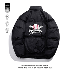 白鸭绒白底22冬季设计感趣味印花立领羽绒服外套YR226P195控258，男装羽绒服，电商A247-1