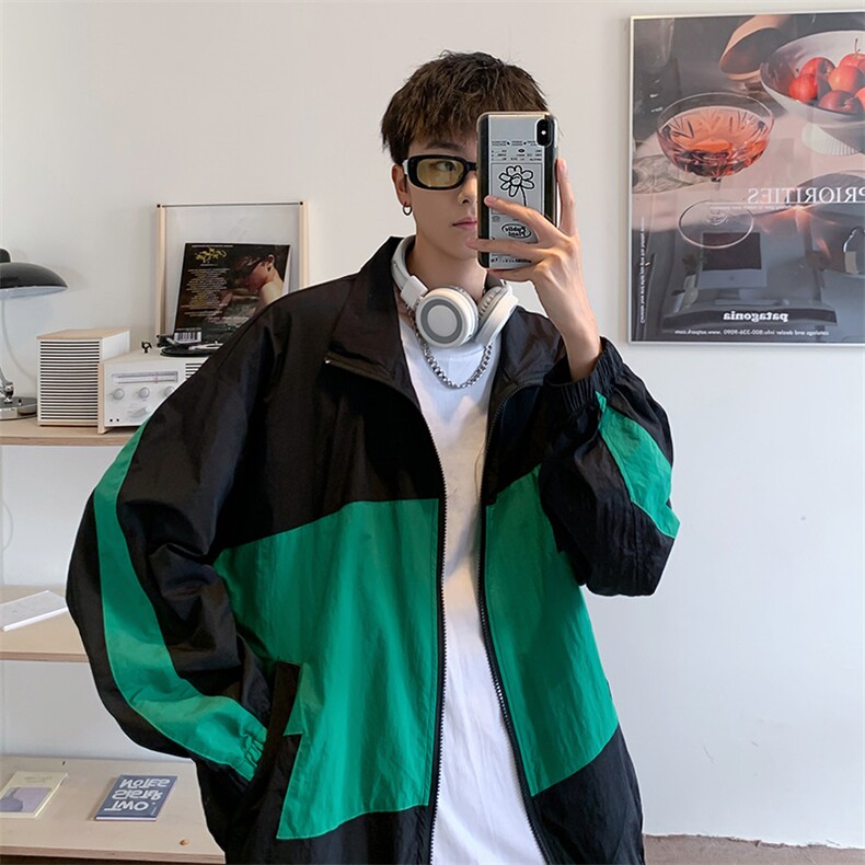 F3616-P65夏季冰丝防晒衣拼色速干防晒服宽松韩版男女情侣外套薄,男装防晒衣,电商A009A（原A058A）
