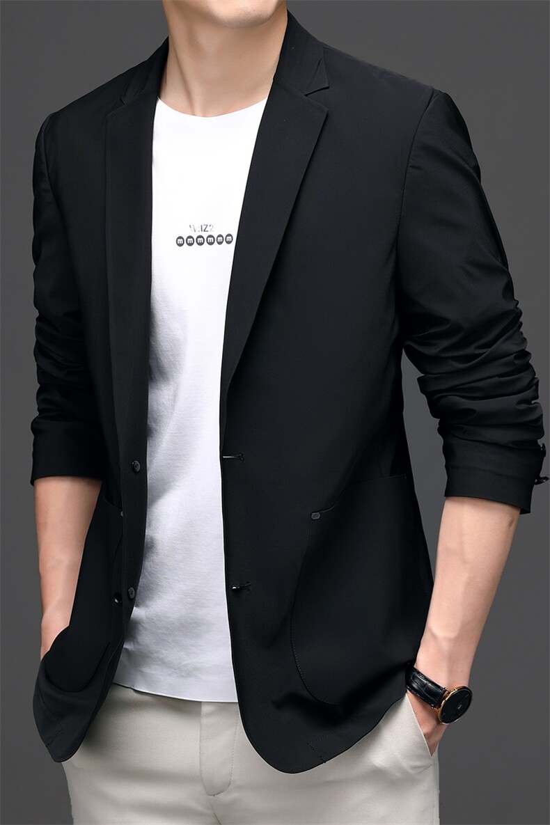D208805男士2023秋新款长袖西服休闲外套薄款单西修身小西装P182,男装西服,电商B360
