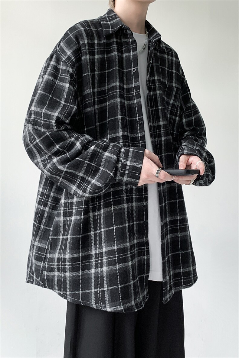 宽松格子衬衫男KD612-P50,男装衬衫,电商D312-1