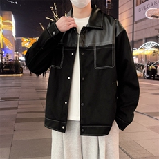撞色拼接工装夹克港风秋冬季牛仔外套男宽松痞帅上衣JK677，男装夹克，星座1116A-1（原606A）