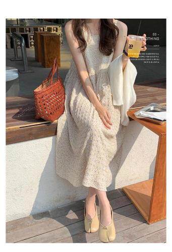 【现货】夏季新款压皱吊带连衣裙，女装背心吊带，木可可木R