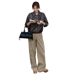 复古时髦机车皮衣外套女2025秋季新款设计感小众小个子短款夹克潮图片