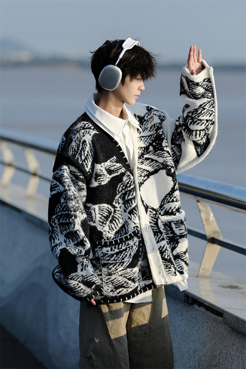 8XL-M慵懒风软糯毛衣开衫针织开衫外套男中长款MY1215P118控148,男装针织衫/毛衣,电商D206-1