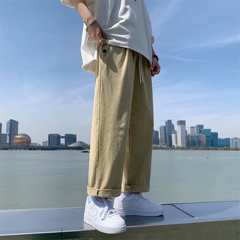夏季休闲裤男潮牌宽松直筒阔腿裤ins港风日系学生工装裤2132-p30,男装休闲裤,星座1008-1
