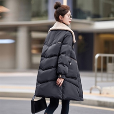 现货2023冬季新款拼接加厚中长款羽绒服女白鸭绒防寒外套，女装羽绒服，仟媚宠